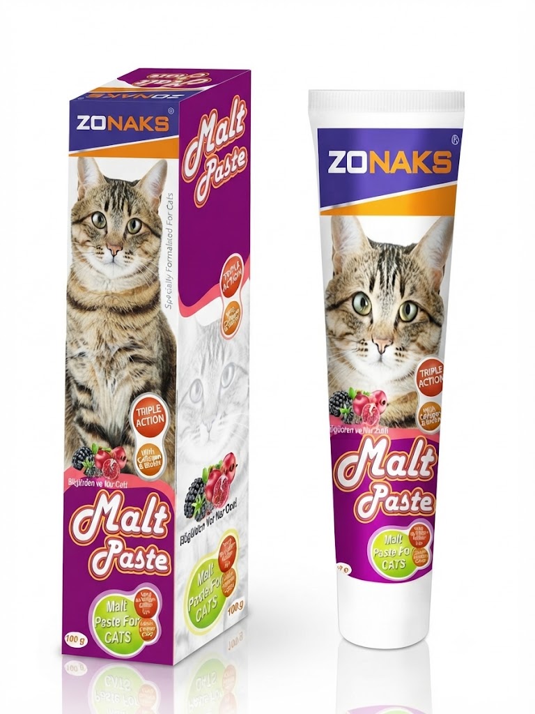 Malt Paste 100 Gr. Yavru Ve Yetişkin Kediler İçin Malt Pasta (Böğürtlen ve nar özlü)